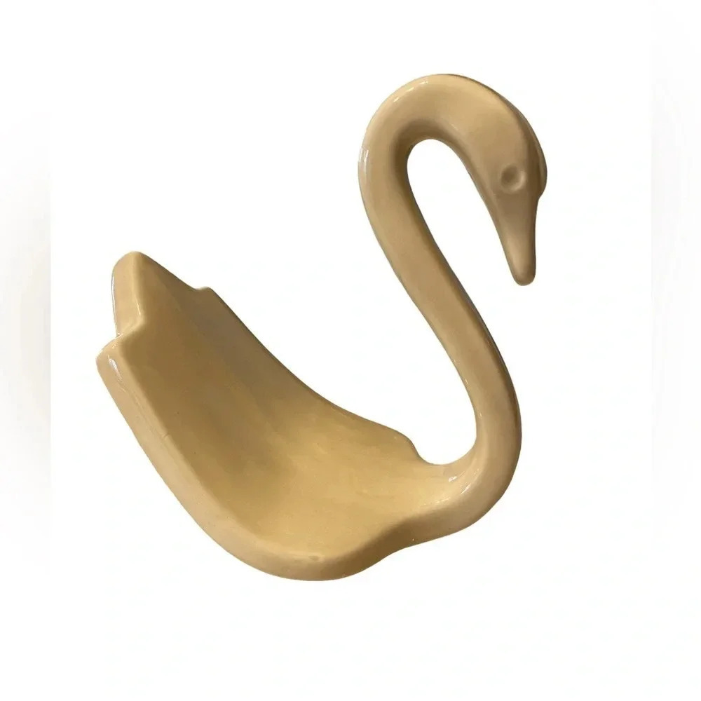 Vintage 80s Modern Ceramic Swan Soap Dish/Wash Rag Holder